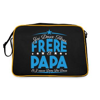 J'ai deux titres frère et Papa. Cadeau frère. - Sac Retro - noir/or - Dos