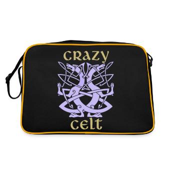 Celtic dragons, Celtic Irish ornament saying - Retro Bag - black/gold - Back