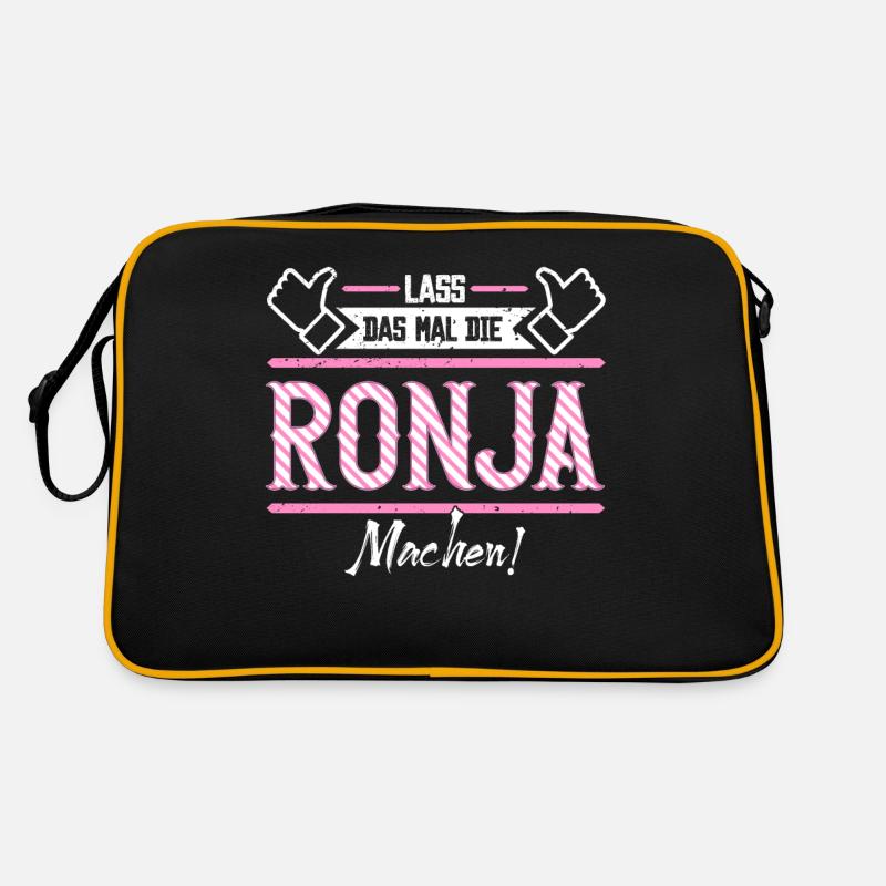 Ronja Geschenkidee Geschenk Geburtstag - Retro Tasche - Schwarz/Gold