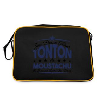 J'ai deux titres tonton et moustachu. Cadeau. - Sac Retro - noir/or - Dos