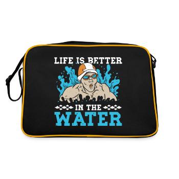Schimmer Schwimmen Life Is Better In The Water - Retro Tasche - Schwarz/Gold - Hinten