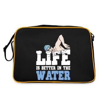 Schimmer Schwimmen Life Is Better In The Water - Retro Tasche - Schwarz/Gold - Hinten