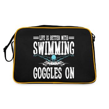 Schimmer Schwimmen Life Is Better With Swim - Retro Tasche - Schwarz/Gold - Hinten