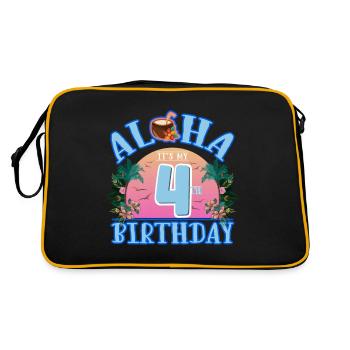 Aloha It's My 4th Birthday Coconut Drink and - Retro Bag - black/gold - Back