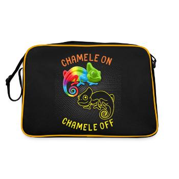 Caméléon drôle disant, Pun Chamele On - Sac Retro - noir/or - Dos