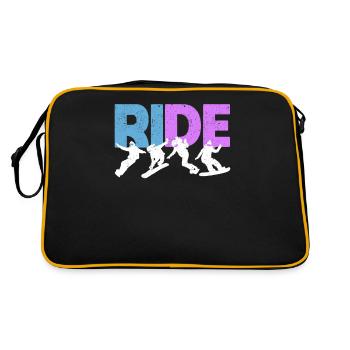 RIDE Snowboard Liebhaber Snowboarder Wintersport - Retro Tasche - Schwarz/Gold - Hinten