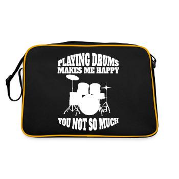 Schlagzeug lustige Schlagzeuger Spruch Musiker - Retro Tasche - Schwarz/Gold - Hinten