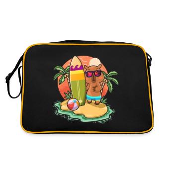 Drôle Capybara Surf Lovers Cool Planche de surf Surf - Sac Retro - noir/or - Dos