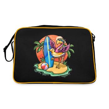 Drôle Flamingo Surf Lovers Cool Planche de surf Surf - Sac Retro - noir/or - Dos