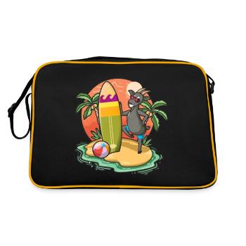 Drôle de chèvre Surf Lovers Cool Planche de surf Jeu de mots - Sac Retro - noir/or - Dos