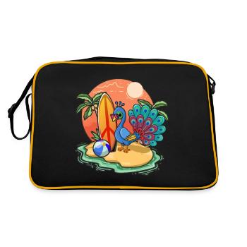 Drôle Paon Surf Lovers Cool Planche de surf Surf - Sac Retro - noir/or - Dos