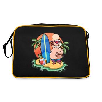 Drôle de cochon Surf Lovers Cool Planche de surf Jeu de mots - Sac Retro - noir/or - Dos