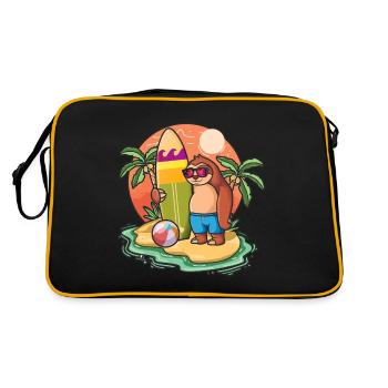 Drôle de paresseux Surf Lovers Cool Planche de surf Surf Pun - Sac Retro - noir/or - Dos