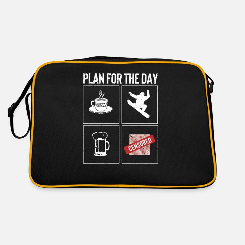 Plan For The Day Coffee Ride Snowboard Beer Retro Bag