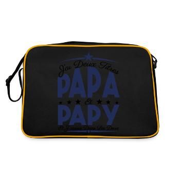 J'ai deux titres Papa et Papy, Cadeau Papa. - Sac Retro - noir/or - Dos
