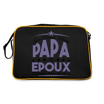J'ai deux titres Papa et Epoux, Cadeau Papa. - Sac Retro - noir/or - Dos