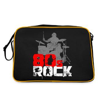 Vintage 80er Jahre Rock Music Schlagzeuger - Retro Tasche - Schwarz/Gold - Hinten