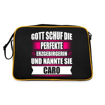 Erzgebirge Frau Namen Sachsen Caro - Retro Tasche - Schwarz/Gold - Hinten