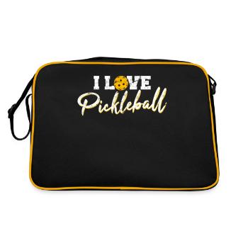 I Love Pickleball Pickle Ball Lovers Pickleball Pl - Retro Tasche - Schwarz/Gold - Hinten