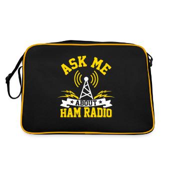 Ask me about ham radio Enthusiast Operator - Retro Tasche - Schwarz/Gold - Hinten