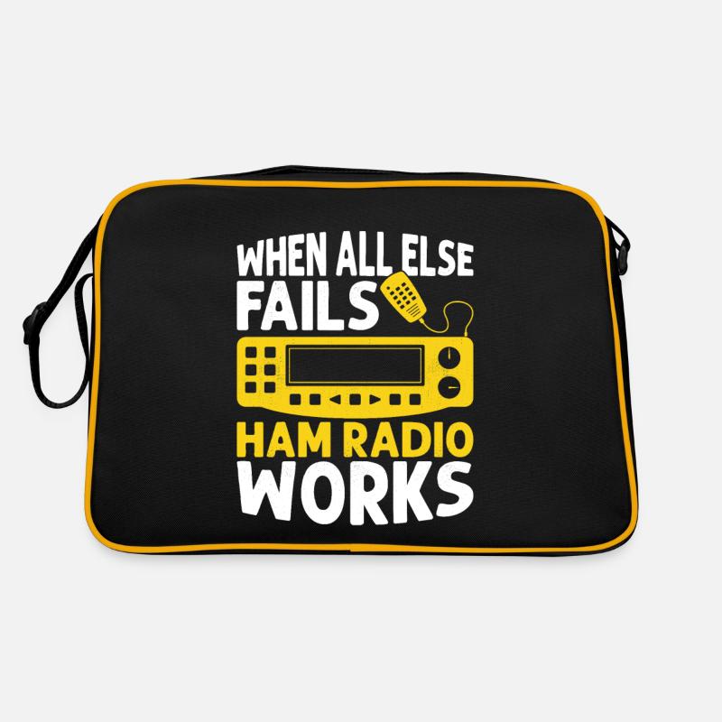 When All Else Fails Ham Radio Works Operator Amat - Retro Tasche - Schwarz/Gold