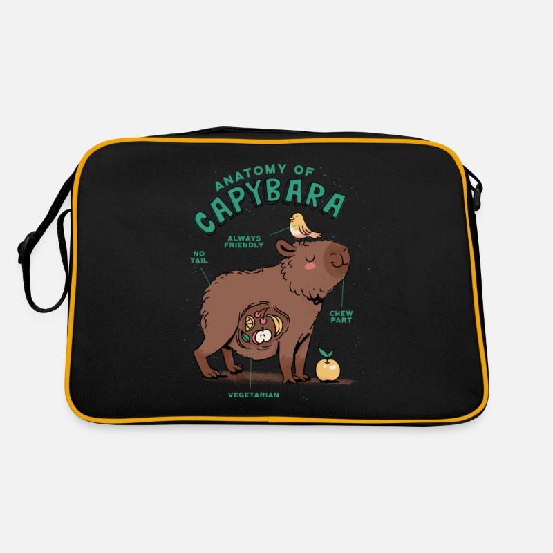 Anatomie Eines Capybara Süßes Capybara - Retro Tasche - Schwarz/Gold