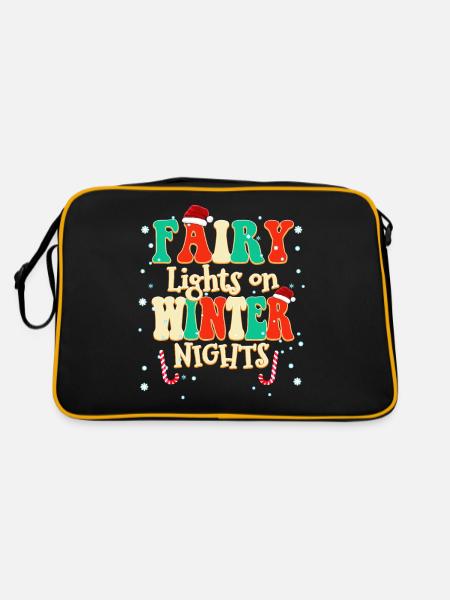 Fairy Lights Winter Nights Christmas Winter - Retro Bag - black/gold - Back