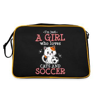 Juste une fille qui aime les chats et les fans de football Soccer L - Sac Retro - noir/or - Dos