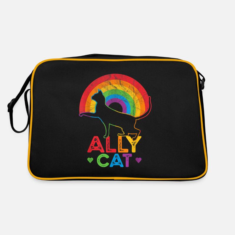 Ally Cat LGBT Pride Ally Cat With Rainbow - Retro Bag - black/gold