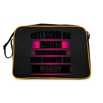 Erzgebirge Frau Namen Sachsen Mandy - Retro Tasche - Schwarz/Gold - Hinten