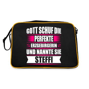 Erzgebirge Frau Namen Sachsen Steffi - Retro Tasche - Schwarz/Gold - Hinten