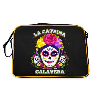 La-Catrina, Catrina-Calavera, Dia-de-los-Muertos - Sac Retro - noir/or - Dos