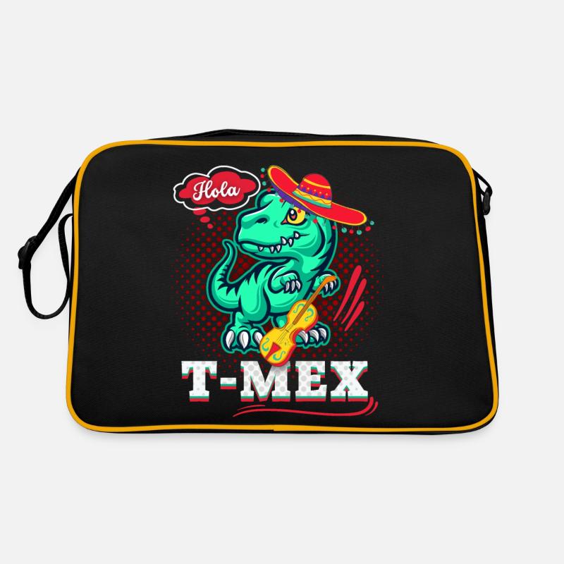 Mexikanischer Dinosaurier, Dia-de-los-Muertos, Pun Retro Tasche