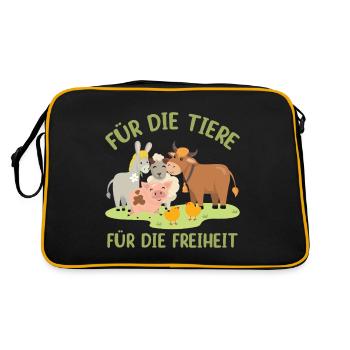 Für die Tiere Für die Freiheit - Retro Tasche - Schwarz/Gold - Hinten