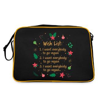 Liste de souhaits: 1. Je veux que tout le monde devienne végétalien - Sac Retro - noir/or - Dos