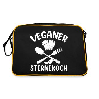 Veganer Sternekoch - Retro Tasche - Schwarz/Gold - Hinten