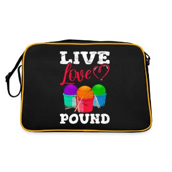 Cardio Drumming Live Love Pound Workout Gym Fitnes - Retro Tasche - Schwarz/Gold - Hinten