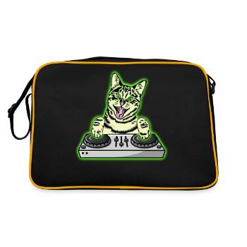 DJ Cat Techno Kitten EDM Dance Music Cat - Sac Retro - noir/or - Dos
