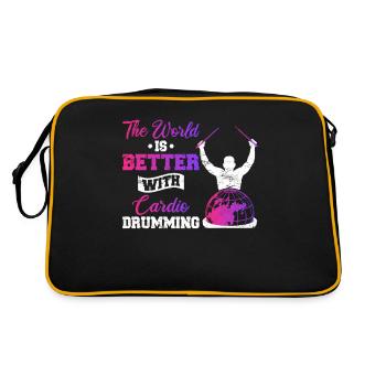 World Is Better With Cardio Drumming Workout Gym F - Retro Tasche - Schwarz/Gold - Hinten