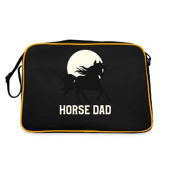 Pferd Papa Sie wiehern Ich zahle lustige Pferde - Retro Tasche - Schwarz/Gold - Hinten
