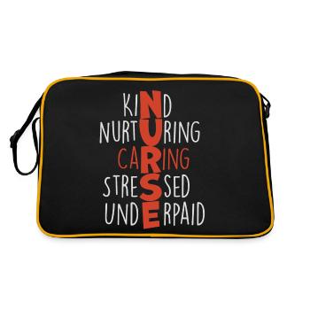 Nurses Kind Nurturing Caring Stressed and Underpai - Retro Bag - black/gold - Back