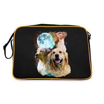 3 Mond Labrador Hund Liebhaber Cool Tier Haustier Neuheit - Retro Tasche - Schwarz/Gold - Hinten