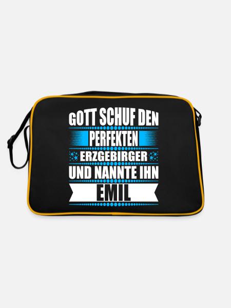 Erzgebirge Mann Namen Sachsen Emil - Retro Tasche - Schwarz/Gold