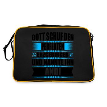 Erzgebirge Mann Namen Sachsen Andi - Retro Tasche - Schwarz/Gold - Hinten