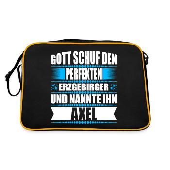 Erzgebirge Mann Namen Sachsen Axel - Retro Tasche - Schwarz/Gold - Hinten