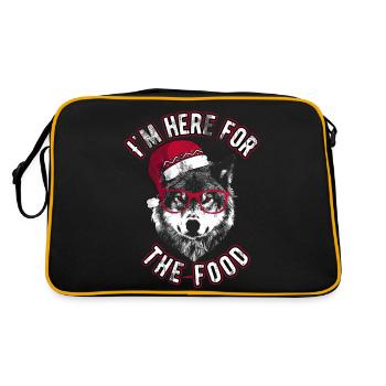 Je suis ici pour la nourriture - Grumpy Christmas Wolf - Sac Retro - noir/or - Dos