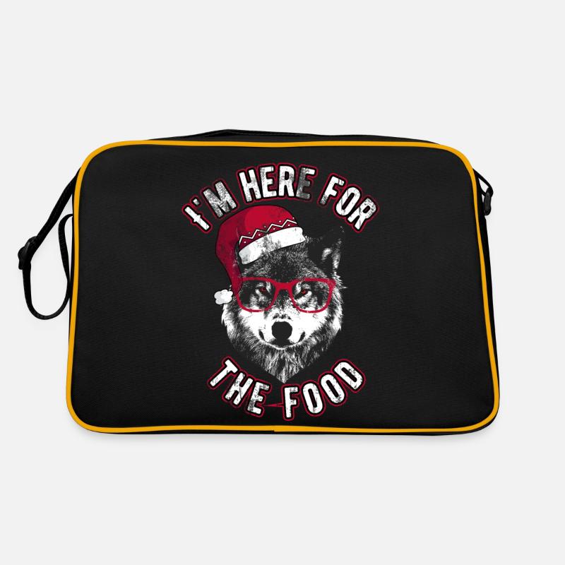I'm here for the food - Grumpy Christmas Wolf Retro Bag