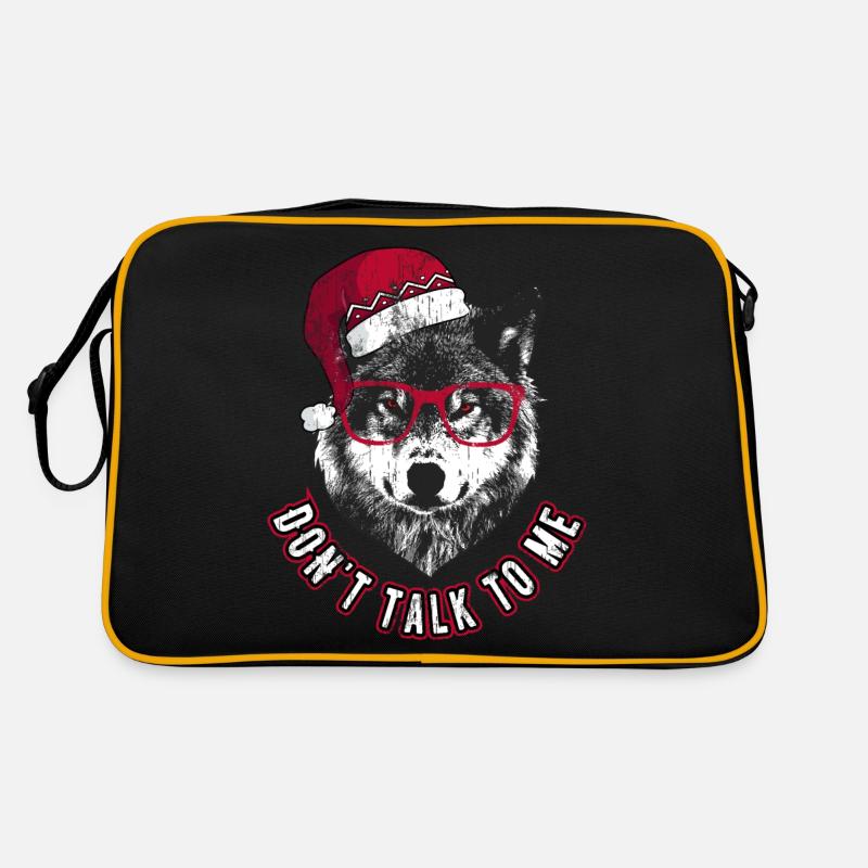 Don't Talk to me - Grumpy Christmas Wolf Retro Bag