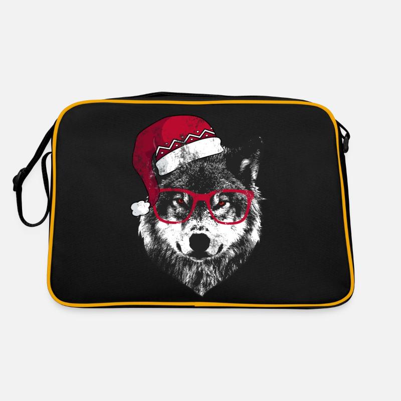 Grumpy Christmas Wolf Retro Bag