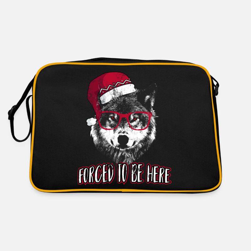 Forcé d’être ici - Grumpy Christmas Wolf Sac Retro